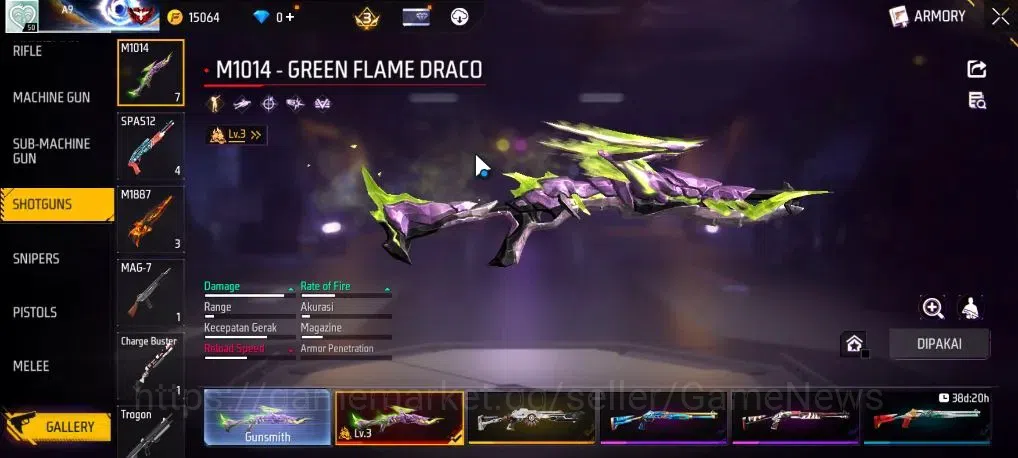Free Fire Accounts Indonesia|M1887 Incendium Burst|M1014 Green Flame  image 4