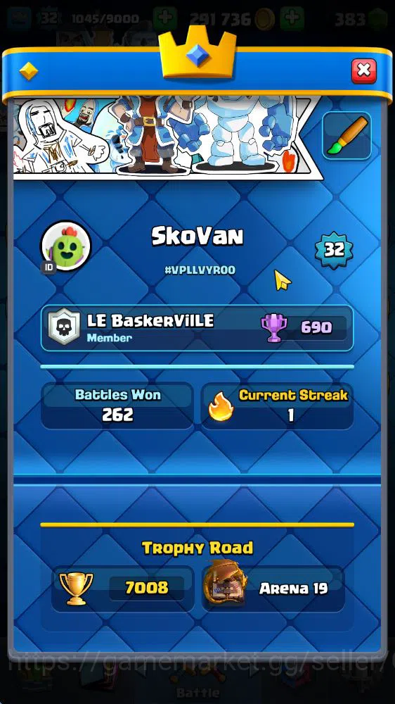 Clash Royale Accounts Midgame Lv 32|Trophy 7008|KTL 11|Limited Skin|Card 114| 1 HERO 5 EVO 2 Champ 20 Legendary 33 Epic 30 2