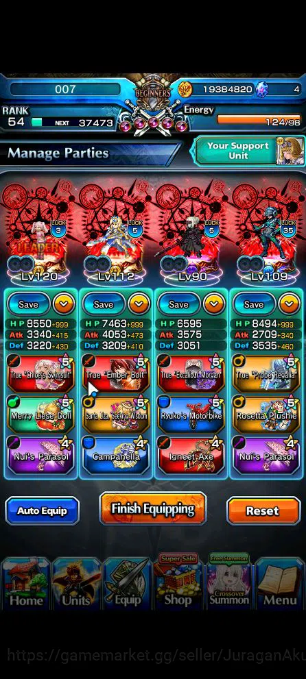 Grand Summoners Accounts Starter Global|Rank 54|10 3