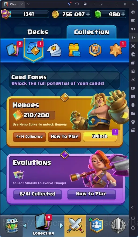 Clash Royale Accounts High-End Global |CL 1341|KTL 14|Trophy 10096|1 MAX|8 CHamp|4 Hero|8 Evo|Arena 25|756k Gold|480 13