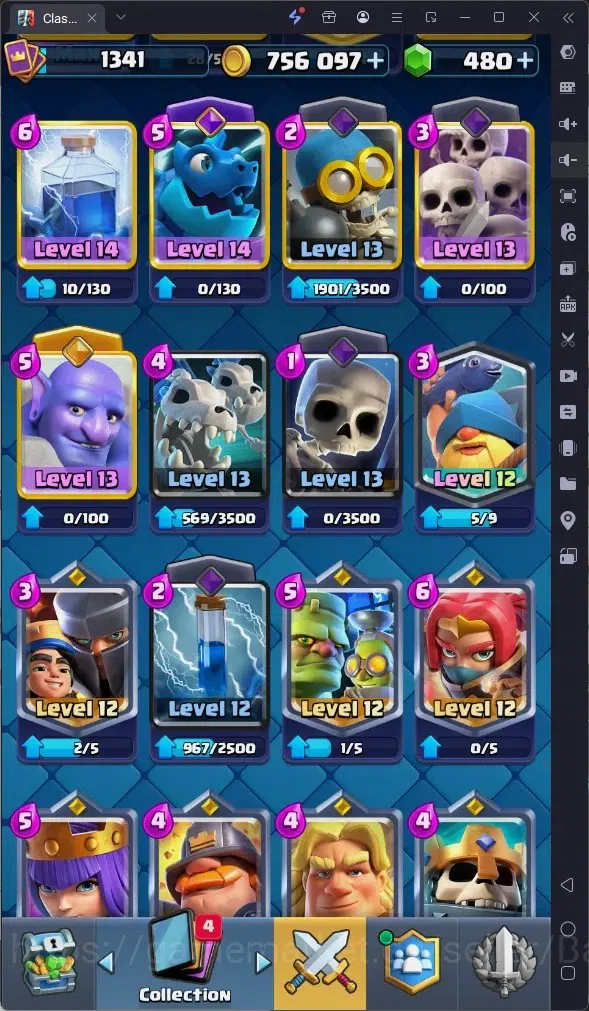 Clash Royale Accounts High-End Global |CL 1341|KTL 14|Trophy 10096|1 MAX|8 CHamp|4 Hero|8 Evo|Arena 25|756k Gold|480 2