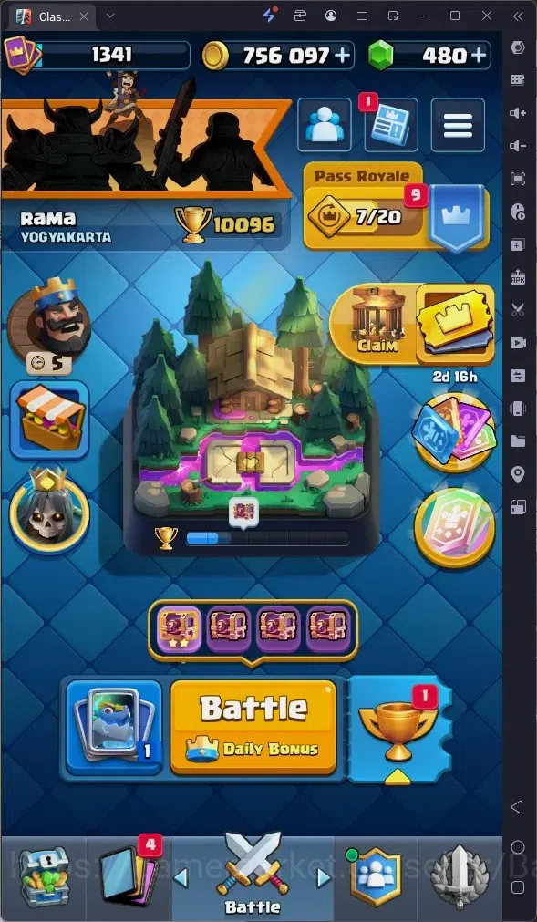 Clash Royale Accounts High-End Global |CL 1341|KTL 14|Trophy 10096|1 MAX|8 CHamp|4 Hero|8 Evo|Arena 25|756k Gold|480 20