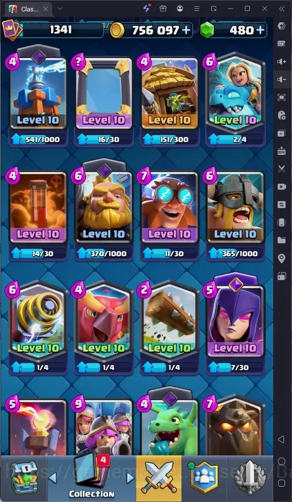 Clash Royale Accounts High-End Global |CL 1341|KTL 14|Trophy 10096|1 MAX|8 CHamp|4 Hero|8 Evo|Arena 25|756k Gold|480 6