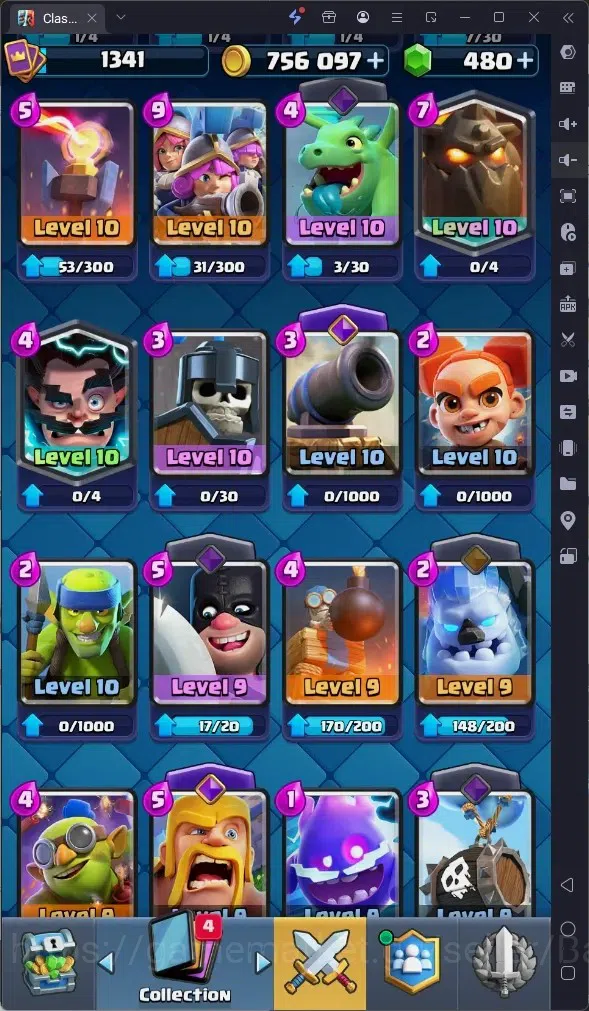 Clash Royale Accounts High-End Global |CL 1341|KTL 14|Trophy 10096|1 MAX|8 CHamp|4 Hero|8 Evo|Arena 25|756k Gold|480 7
