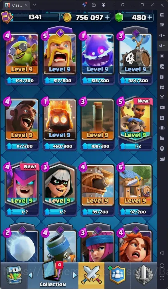 Clash Royale Accounts High-End Global |CL 1341|KTL 14|Trophy 10096|1 MAX|8 CHamp|4 Hero|8 Evo|Arena 25|756k Gold|480 8