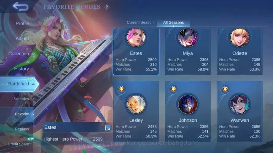 Mobile Legends: Bang Bang Accounts Global|Hero 132 Skin 361|Exalted|Legend Miya+Franc image 4