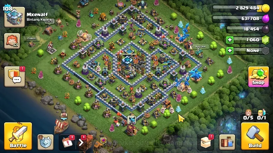 Clash of Clans Accounts Starter LV 108|TH 13-BH 7|HH 7|Limited Skin|BK 58,AQ 59,GW 27,MP 41,RC 13|BM 12|1K Gems|CN 1