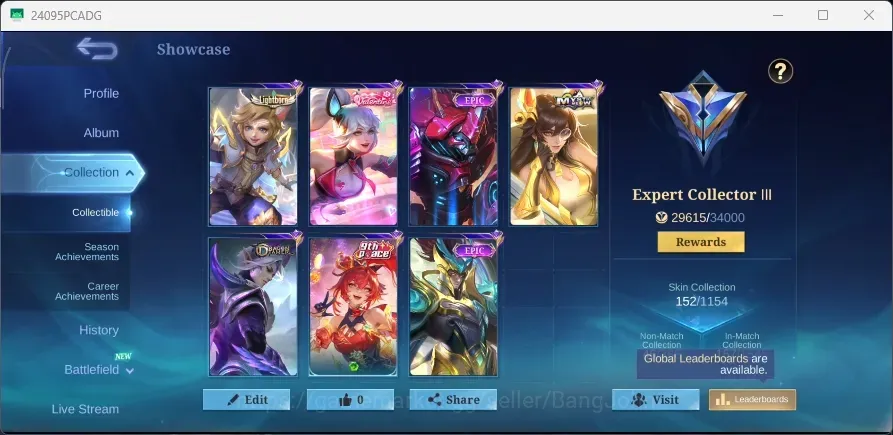 Mobile Legends: Bang Bang Accounts Collector Global|152S|Expert|Epic Zilong Freya Kagura Harley Grock Chang'e Vale Khufra 1