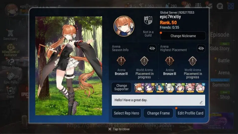 Epic Seven Accounts Global Unverif|New Era|6 ML[Empyrean Ilynav,NC Lan image 2
