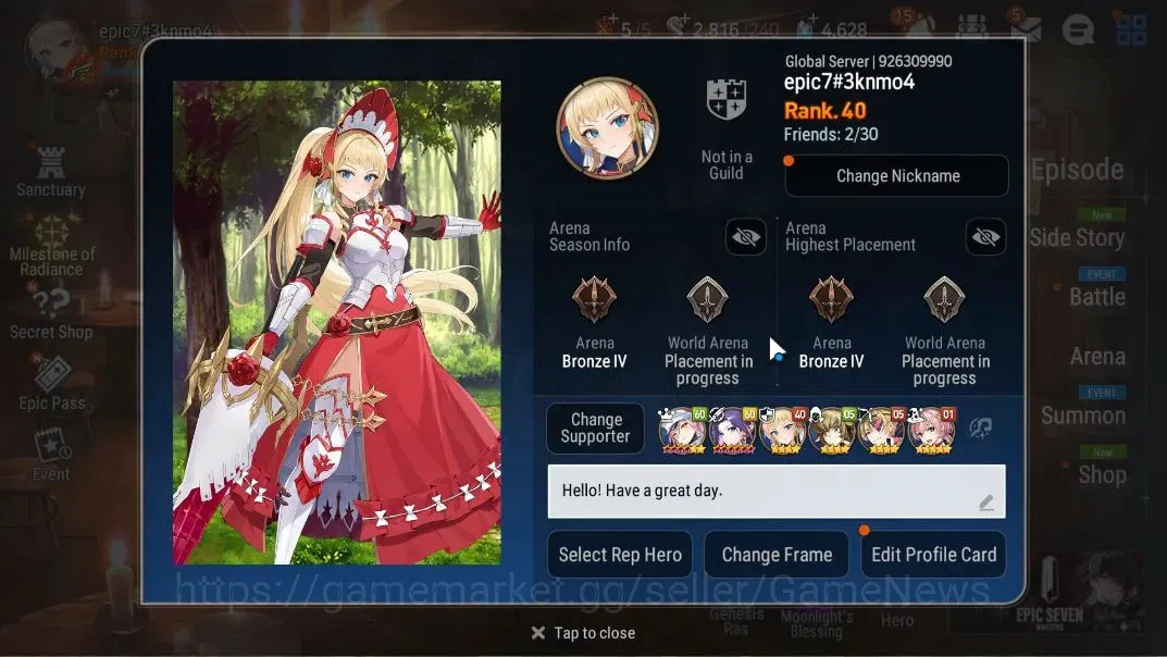 Epic Seven Accounts GLOBAL Unverif|NewEra|7 ML(Salome,EIlynav,HArsetti image 2