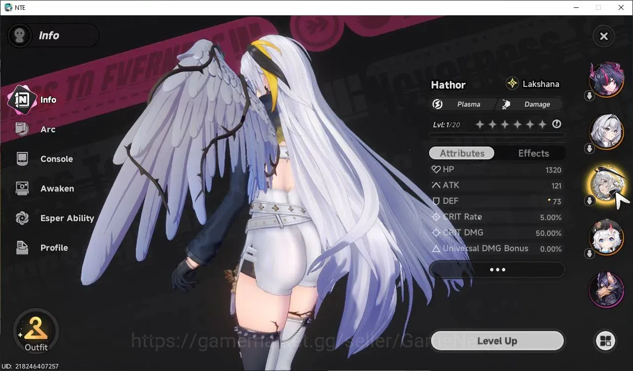 Neverness to Everness Accounts Global NA|HL 3|3 S Class|1 Limit (Shinku)+(Sakiri,Hathor)+1 S-Clas Select Box|Select ON|Under 2