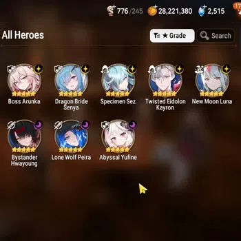 Epic Seven Accounts High-End GLOBAL UnVerif|8 ML(BArunka,BysHwyung,NM Luna,Etc)+Aube,Aubade,Setsuka,Estele,Etc|410 Convnt+2k