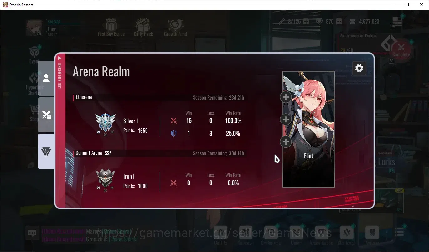 Etheria: Restart Accounts Mid‑Tier EU-S22|Lvl 26|14 SSR|Kloss,Plume,Areal,Xuan Li,Lingluo,Fuqiu,Celince,Lian,Xuan 11