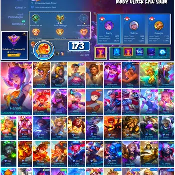 Mobile Legends: Bang Bang Accounts 🔥 #4082 🔥 💎 173 Skins 👑 Legend Fanny Galactic Starhawk ⚔️ Star Wars Alucard Obi-Wan