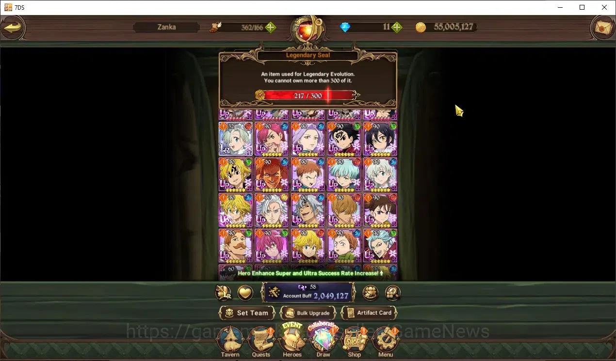 The Seven Deadly Sins: Grand Cross Accounts Endgame Global|2M CC|217 LS|1 LR+5 UR+FullColab 1