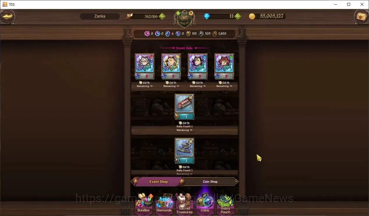 The Seven Deadly Sins: Grand Cross Accounts Endgame Global|2M CC|217 LS|1 LR+5 UR+FullColab 10