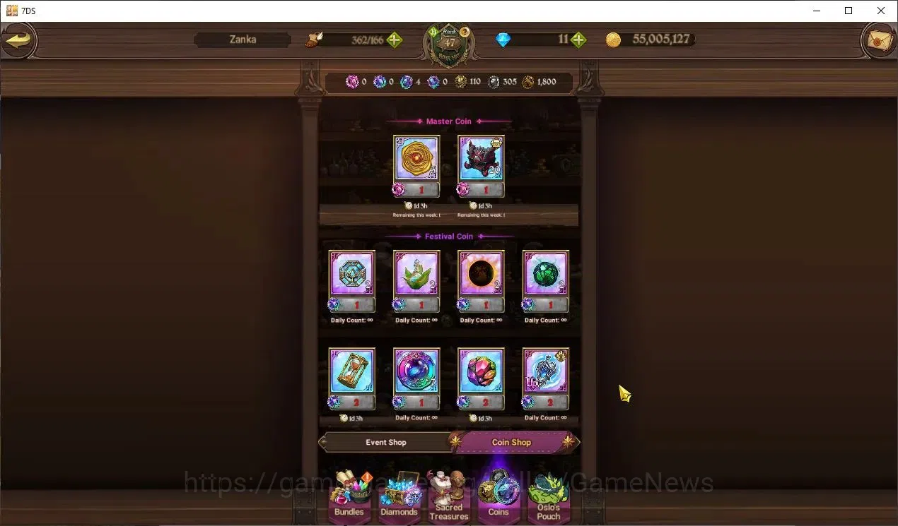 The Seven Deadly Sins: Grand Cross Accounts Endgame Global|2M CC|217 LS|1 LR+5 UR+FullColab 11