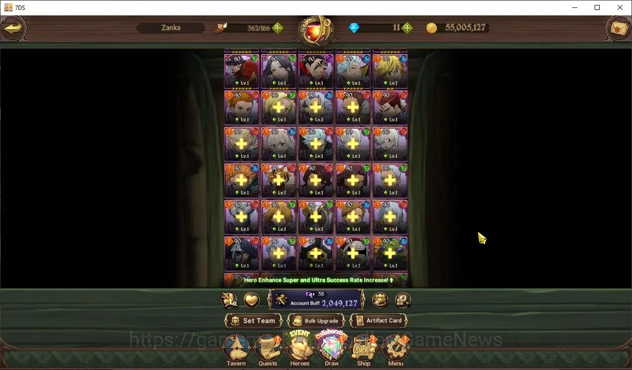 The Seven Deadly Sins: Grand Cross Accounts Endgame Global|2M CC|217 LS|1 LR+5 UR+FullColab 3
