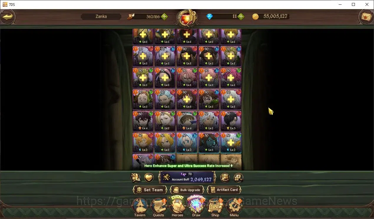 The Seven Deadly Sins: Grand Cross Accounts Endgame Global|2M CC|217 LS|1 LR+5 UR+FullColab 4