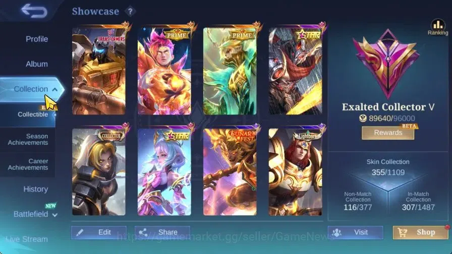 Mobile Legends: Bang Bang Accounts Hero 132|Skin 355|High Immo 123|Prime[Claude,Grang image 1