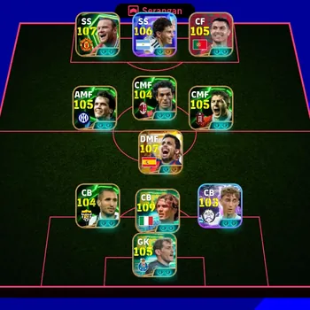 eFootball Accounts Legends & Iconic Players COLLECTIVE 3155, WAYNE ROONEY 107, BIGTIME RODRI 107, PAOLO MALDINI 109, ALVARES