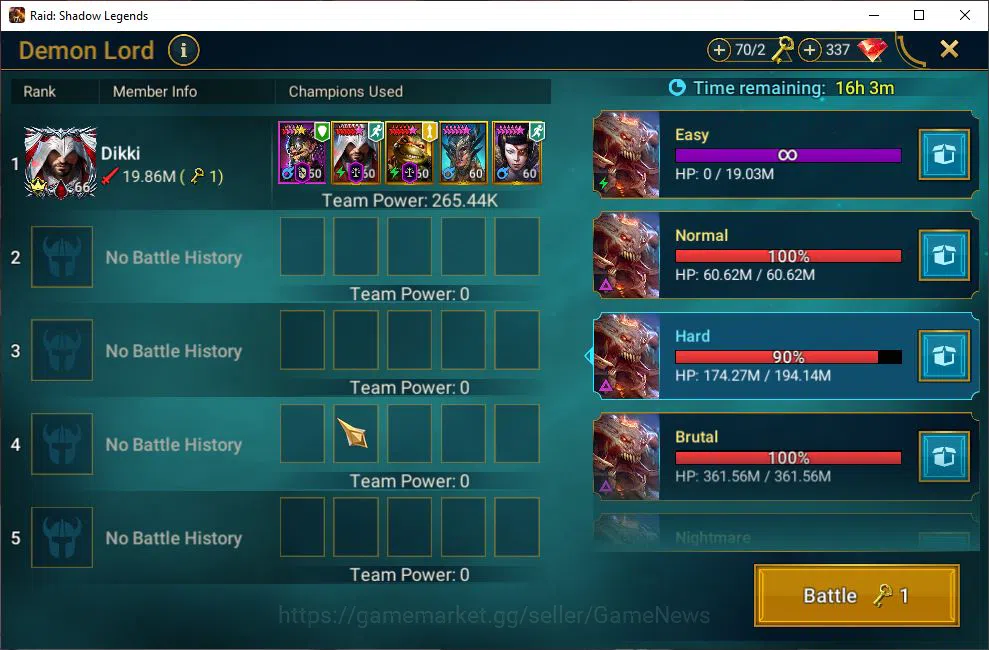 Raid: Shadow Legends Accounts Mid-Game Lv30 1M Power| 1 Mythic (SSGalathir)+8 Legendary 15