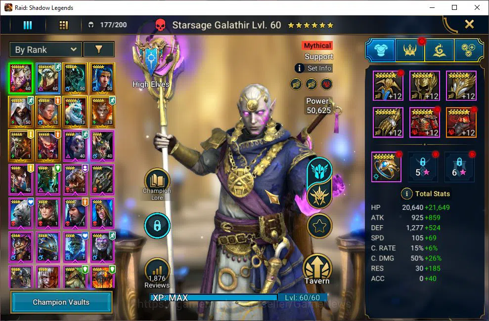 Raid: Shadow Legends Accounts Mid-Game Lv30 1M Power| 1 Mythic (SSGalathir)+8 Legendary 3