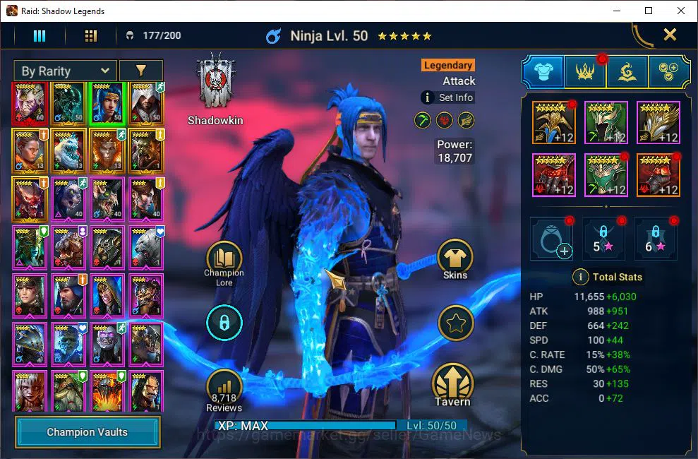 Raid: Shadow Legends Accounts Mid-Game Lv30 1M Power| 1 Mythic (SSGalathir)+8 Legendary 5