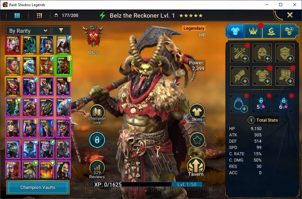 Raid: Shadow Legends Accounts Mid-Game Lv30 1M Power| 1 Mythic (SSGalathir)+8 Legendary 8