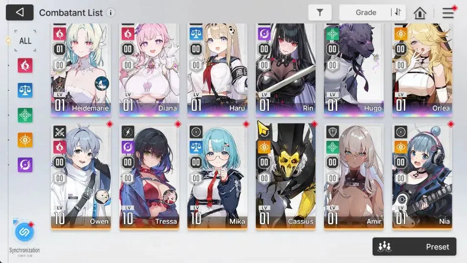Chaos Zero Nightmare Accounts GLOBAL Lv53|6 SSR[HeidemarieM1+Sign,Diana,Haru,Rin,Hugo,Orlea]+9 SR[Selena,Mika,Etc]+12 SR 3