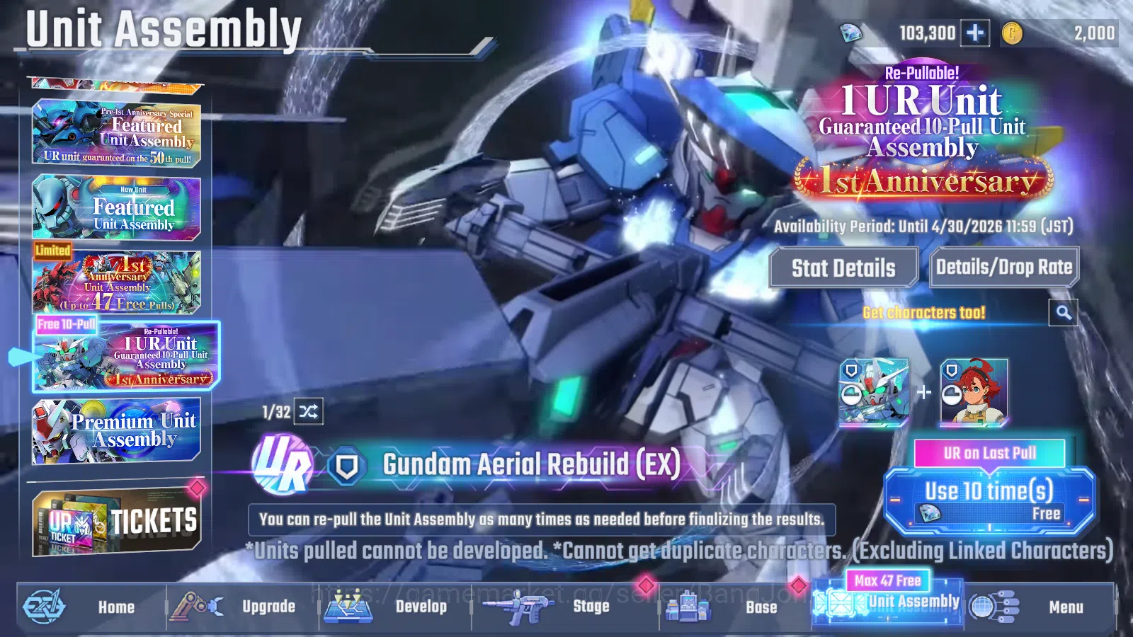 SD Gundam G Generation ETERNAL Accounts Global Rank 1 | FreshStory | 100+K Diamond, Selector Banner On, 6Gundam SSR+ 2Supp 7