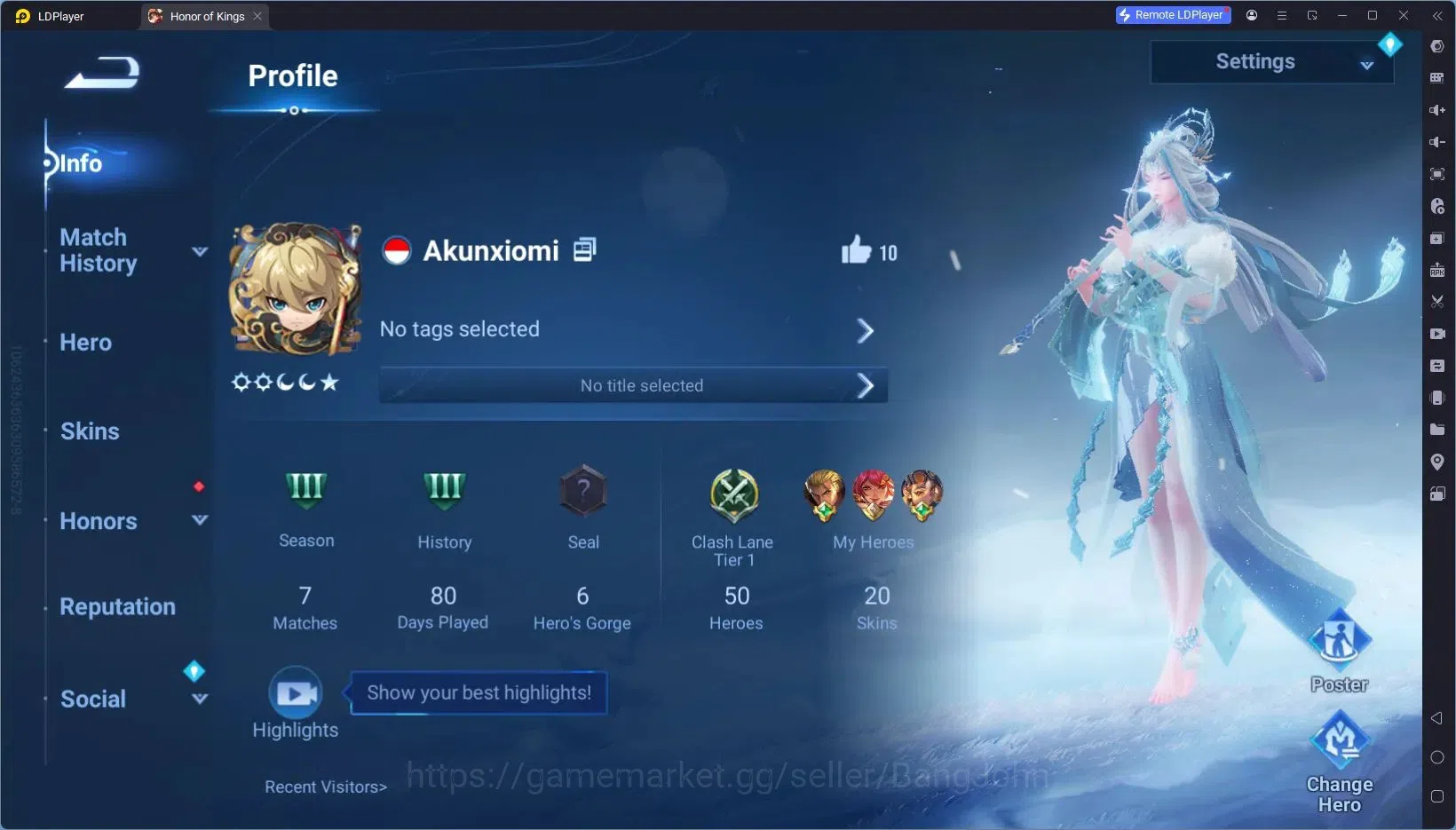 Honor of Kings Accounts Global | 50H 20S | KIC Luna, Legend Yao, Collab Ao image 2