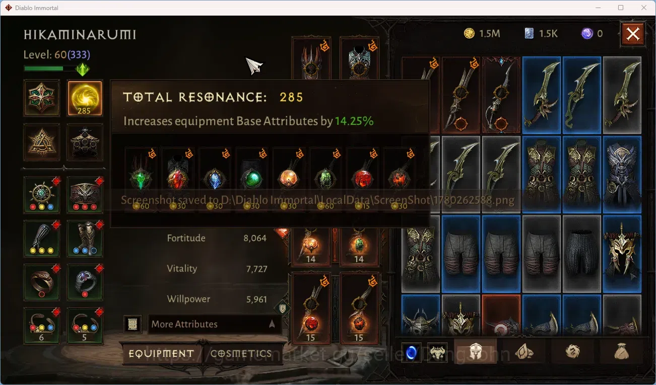 Diablo Immortal Accounts NA - High Heavens CS On | 60 (333) Tempest | CR 30 image 2