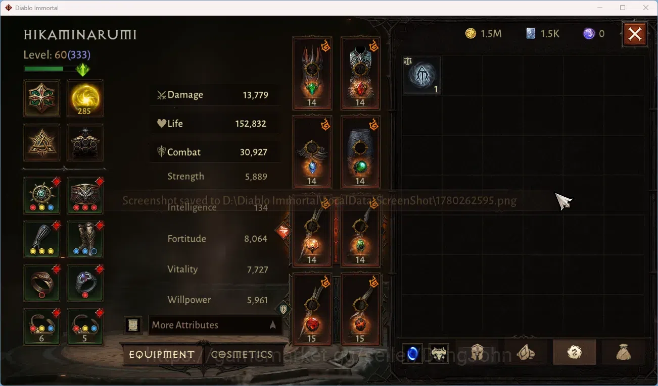 Diablo Immortal Accounts NA - High Heavens CS On | 60 (333) Tempest | CR 30 image 7