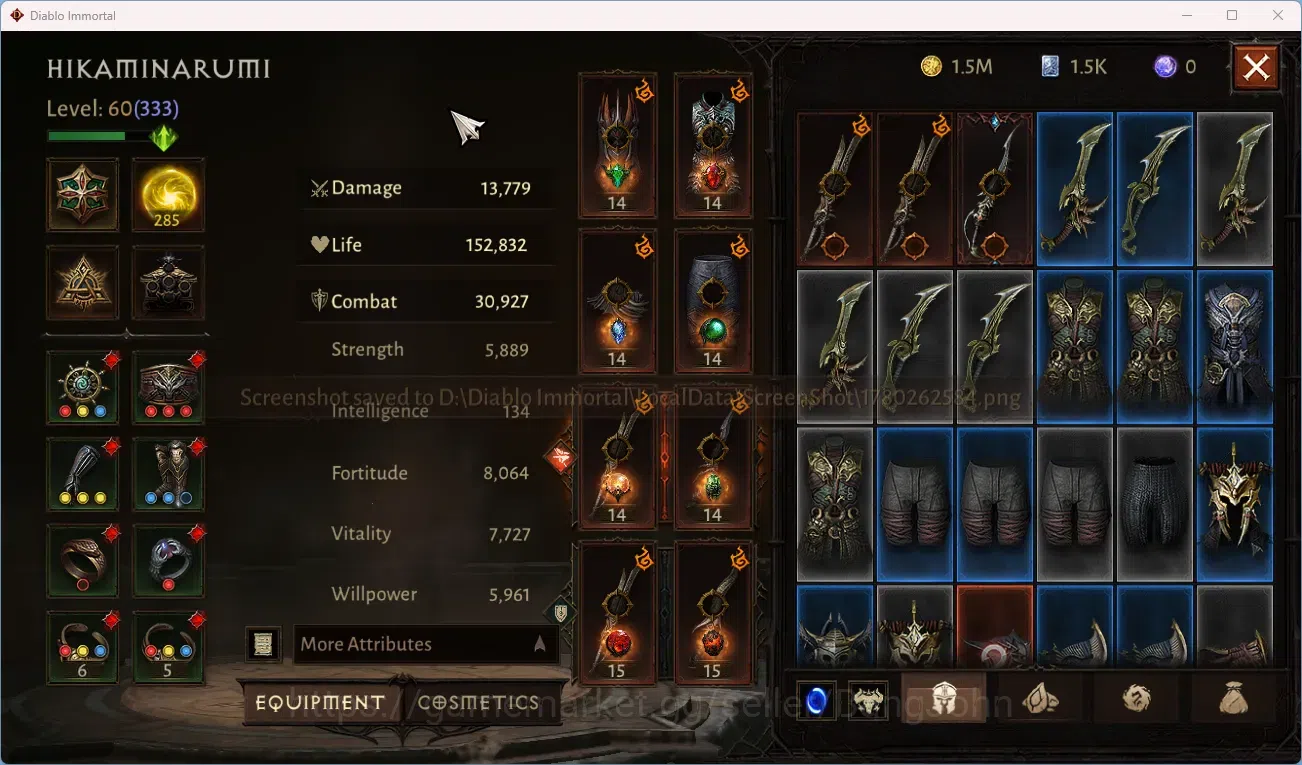 Diablo Immortal Accounts NA - High Heavens CS On | 60 (333) Tempest | CR 30 image 8