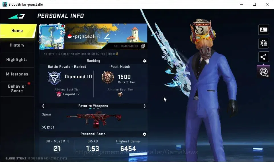 Blood Strike Accounts ASIA|ETERNAL DEagle-Scorpius|Collab BLEACH[QBZ95-H image 2