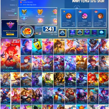 Mobile Legends: Bang Bang Accounts #4566 241 Skins | Fanny P.ACE Fanny (P.ACE) | Floryn Fluffy Dream (SANRIO) | Badang