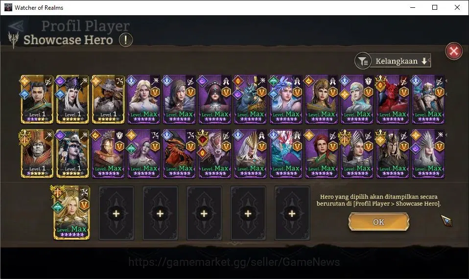 Watcher of Realms Accounts GLOBAL 60x|13M Power|8K Gems+Many Skin|17 Lord[Val image 15