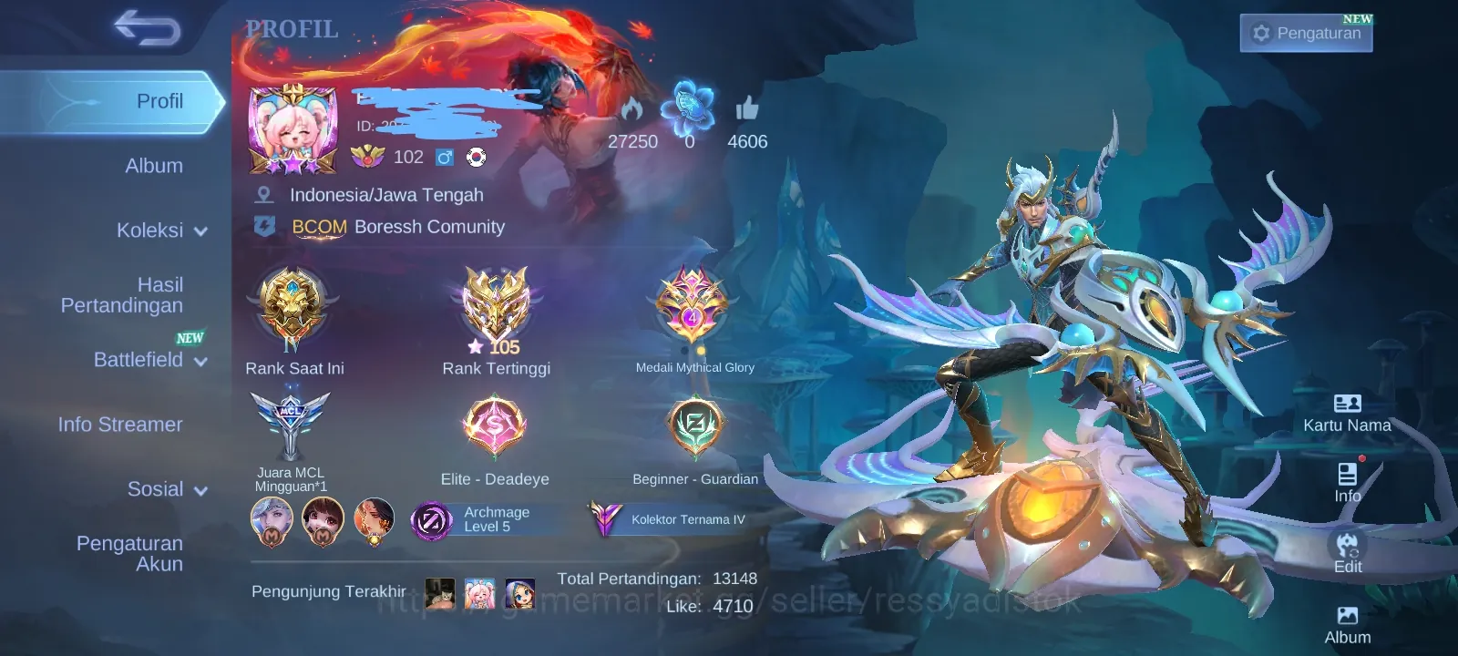 Mobile Legends: Bang Bang Accounts High Rank MLBB REOWNED 2 SKIN 265 | HIGH RANK IMORTAL *105 ,FULL HERO EMBLEM MAX,READY TO 1