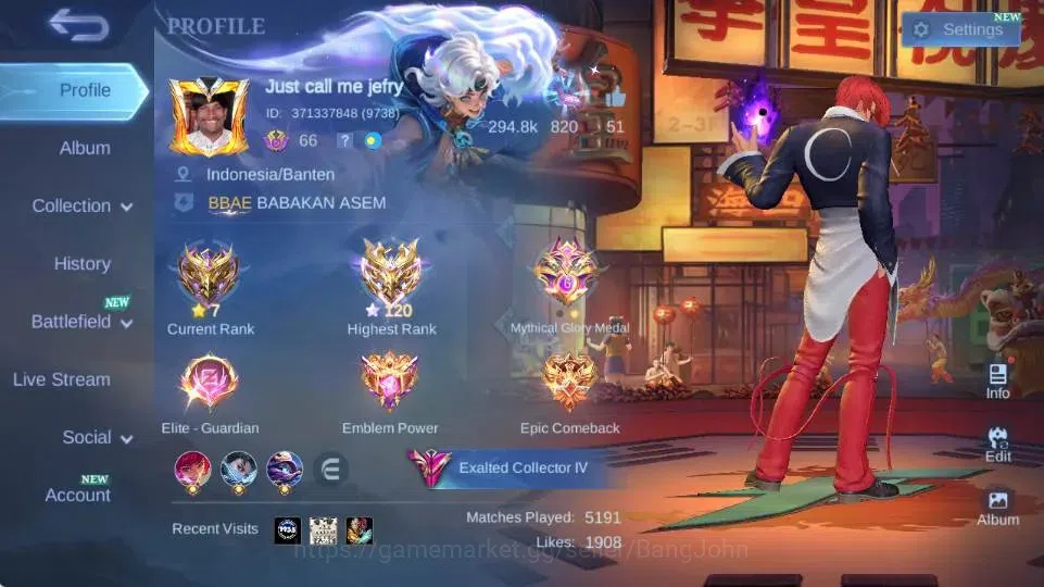 Mobile Legends: Bang Bang Accounts Global|Skin 308|Exalted|Aspirant Layla+Angela,PRIM image 1