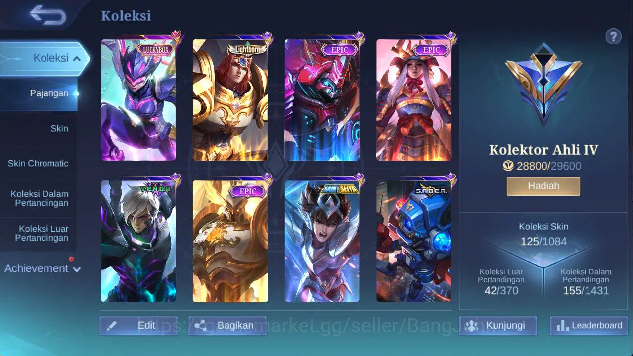 Mobile Legends: Bang Bang Accounts HERO 73, SKIN 126 lB karrie, saber cyclops, venom  image 2