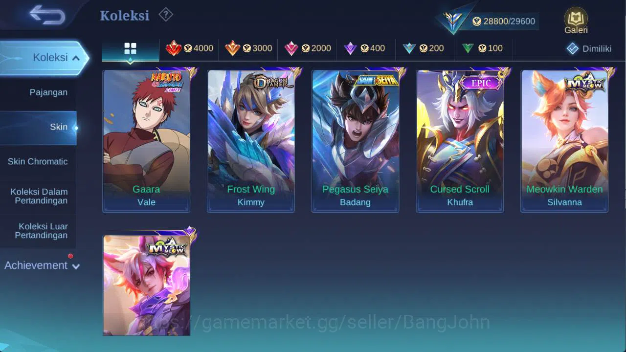 Mobile Legends: Bang Bang Accounts HERO 73, SKIN 126 lB karrie, saber cyclops, venom  image 6