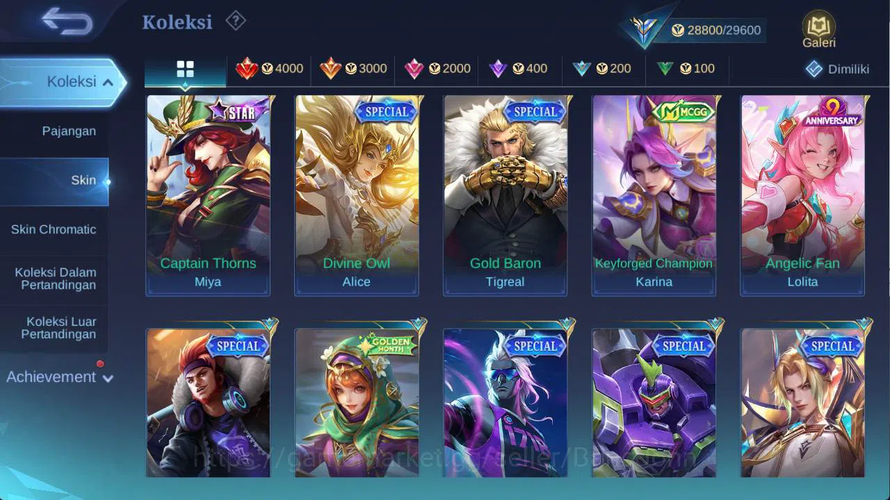 Mobile Legends: Bang Bang Accounts HERO 73, SKIN 126 lB karrie, saber cyclops, venom  image 7