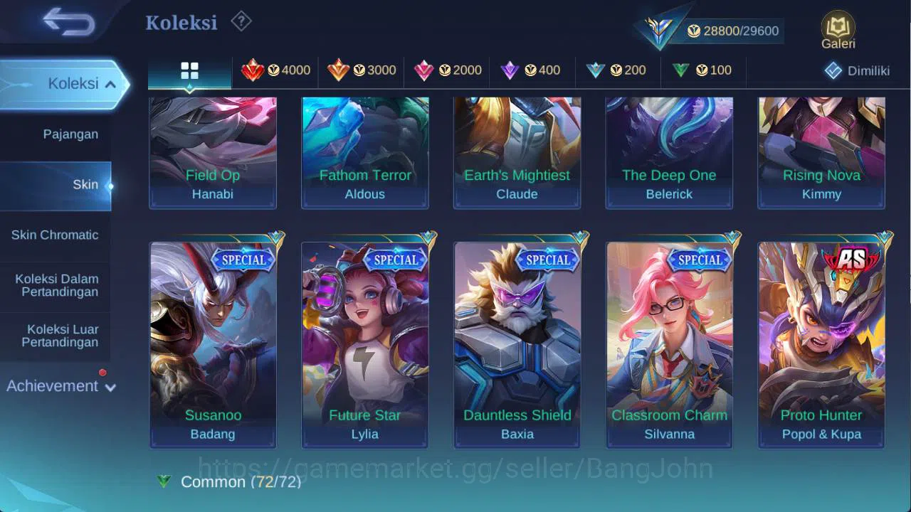 Mobile Legends: Bang Bang Accounts HERO 73, SKIN 126 lB karrie, saber cyclops, venom  image 9