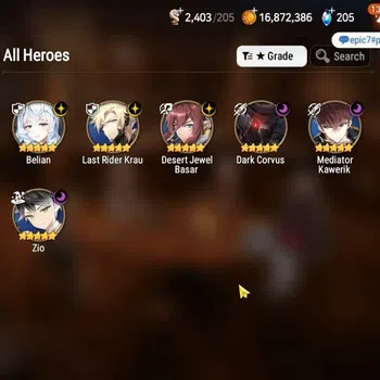 Epic Seven Accounts High-End GLOBAL UnVerif|New Era|6 ML(Belian,ZIO,LR Krau,Med Kawerik,etc)+Setsuka,Landy,Etc|Abys F 51|2K