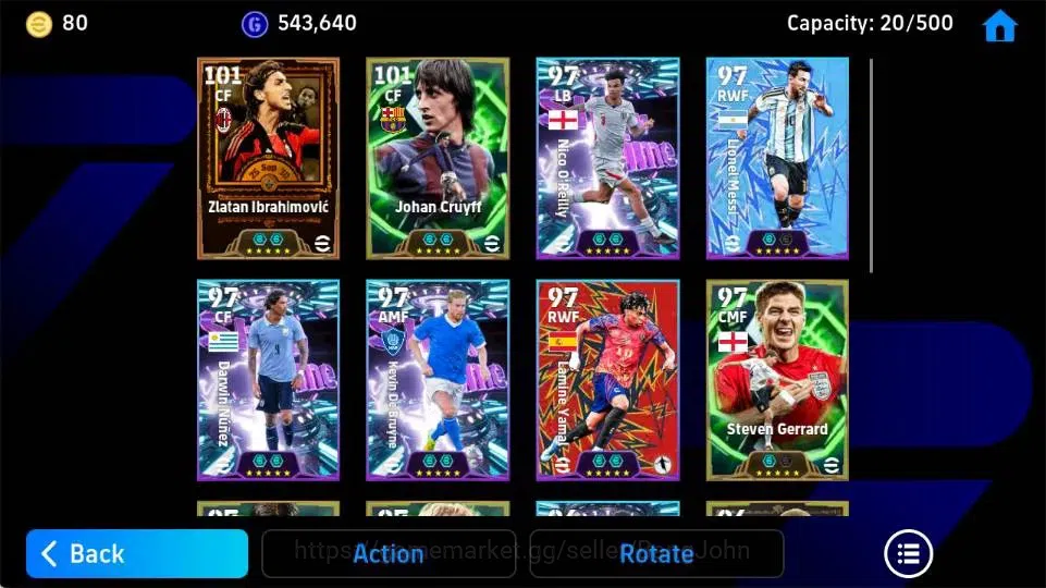 eFootball Accounts Android|PW 3192|Zlatan Ibrahimovic Epic,Johan Cruy image 3