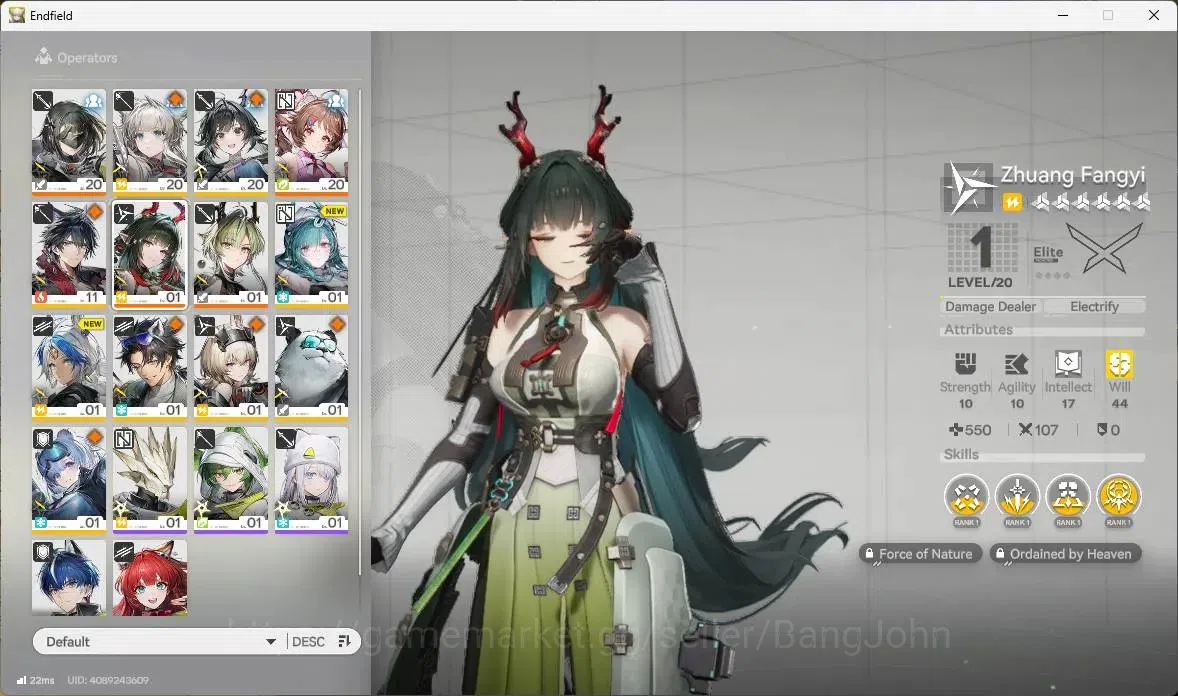 Arknights: Endfield Accounts ASIA |Lv 11|1 Limit (Zhuang Fangyi+Sign)|STD Endmi image 3