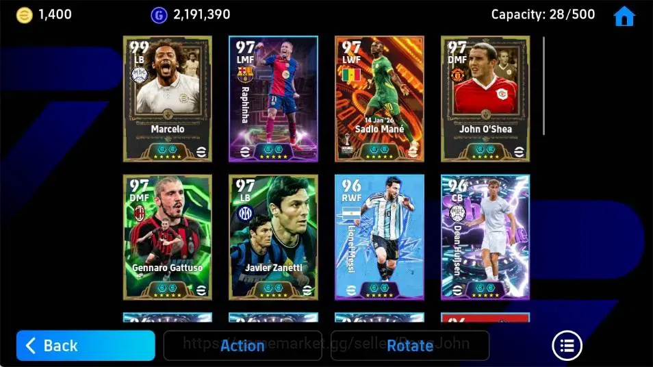 eFootball Accounts Others Mobile|PW 3169|Sadio Mane BigT'26,Marcelo Epic,Raphinha ShowT,John O'Shea Epic,Eden Hazard 3