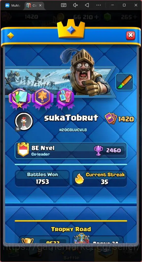 Clash Royale Accounts Mobile |CL 1420|KTL 13|Trophy 9533|121 Card|1 Max| image 3