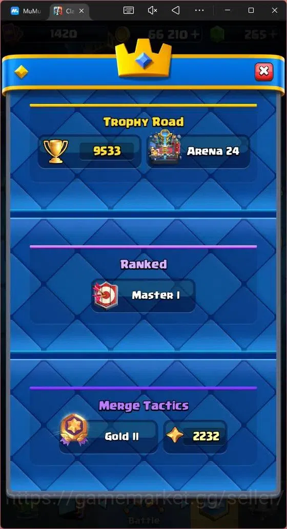 Clash Royale Accounts Mobile |CL 1420|KTL 13|Trophy 9533|121 Card|1 Max| image 4